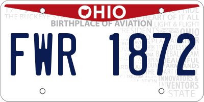 OH license plate FWR1872