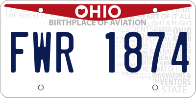 OH license plate FWR1874