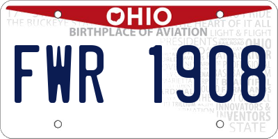 OH license plate FWR1908