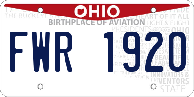 OH license plate FWR1920
