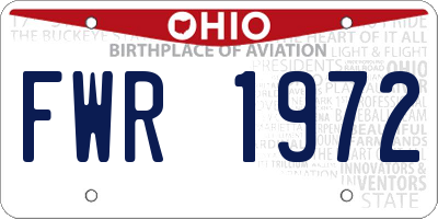 OH license plate FWR1972