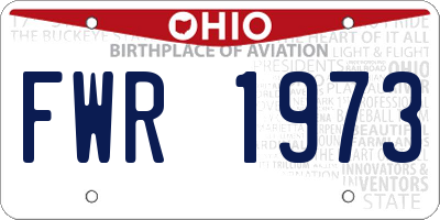 OH license plate FWR1973
