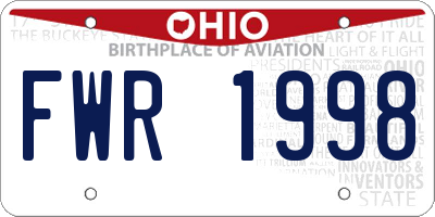 OH license plate FWR1998