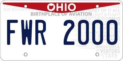 OH license plate FWR2000