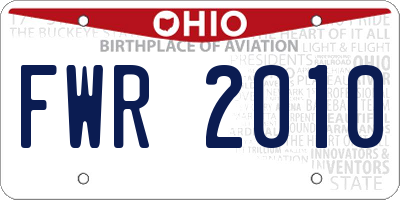 OH license plate FWR2010