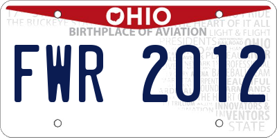 OH license plate FWR2012