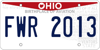 OH license plate FWR2013