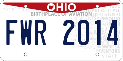 OH license plate FWR2014