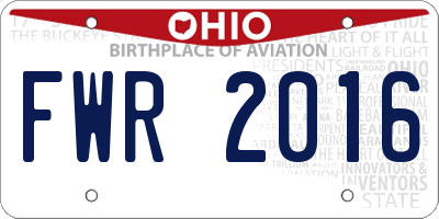 OH license plate FWR2016