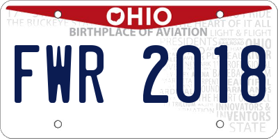 OH license plate FWR2018