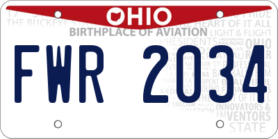 OH license plate FWR2034