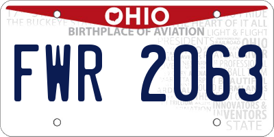 OH license plate FWR2063