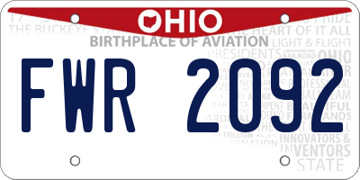 OH license plate FWR2092