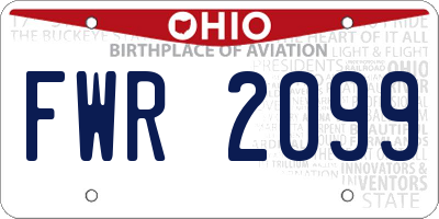 OH license plate FWR2099