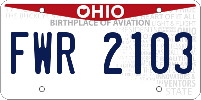 OH license plate FWR2103