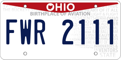 OH license plate FWR2111