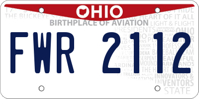 OH license plate FWR2112