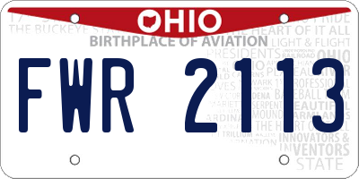 OH license plate FWR2113
