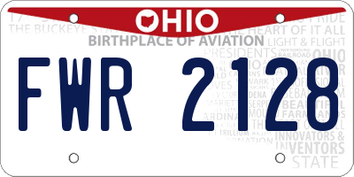 OH license plate FWR2128