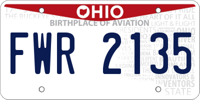OH license plate FWR2135