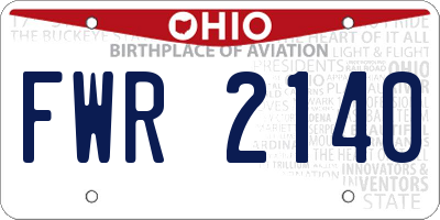 OH license plate FWR2140
