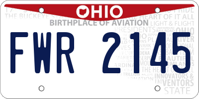 OH license plate FWR2145
