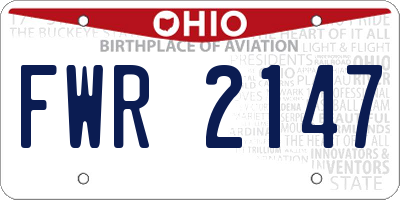 OH license plate FWR2147