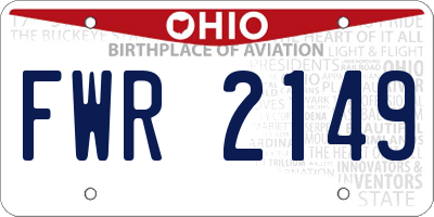 OH license plate FWR2149