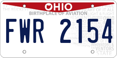 OH license plate FWR2154