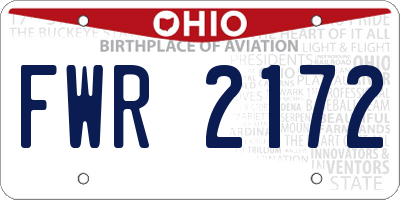 OH license plate FWR2172