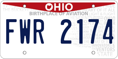 OH license plate FWR2174