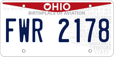 OH license plate FWR2178