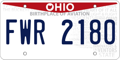 OH license plate FWR2180