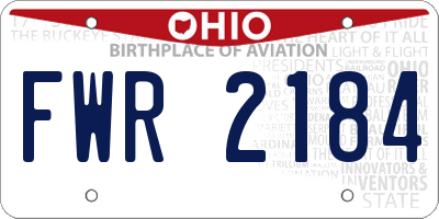 OH license plate FWR2184