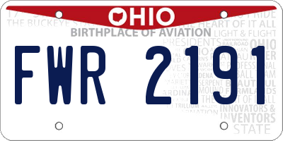 OH license plate FWR2191
