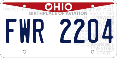 OH license plate FWR2204