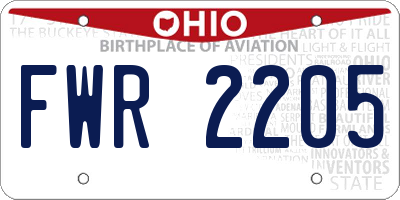OH license plate FWR2205