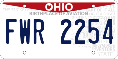 OH license plate FWR2254