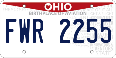 OH license plate FWR2255