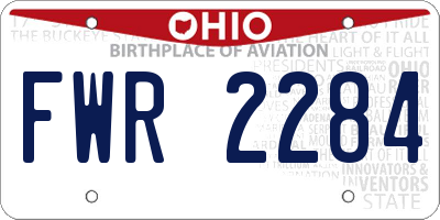 OH license plate FWR2284