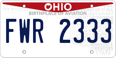 OH license plate FWR2333