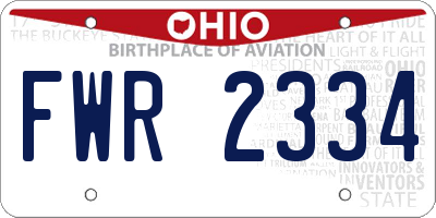 OH license plate FWR2334