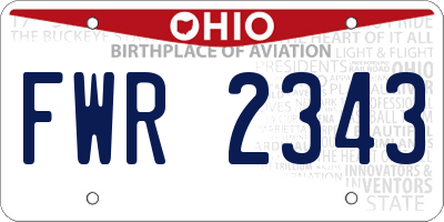 OH license plate FWR2343