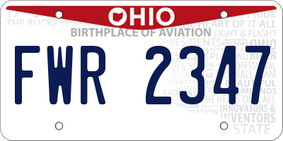 OH license plate FWR2347