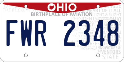 OH license plate FWR2348