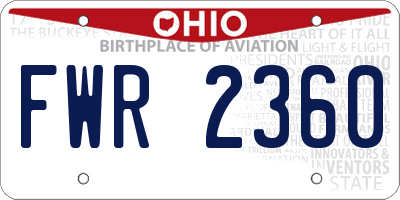 OH license plate FWR2360