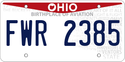 OH license plate FWR2385