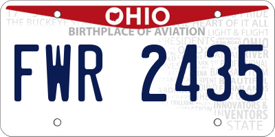 OH license plate FWR2435