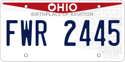 OH license plate FWR2445