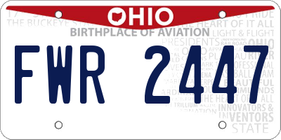 OH license plate FWR2447